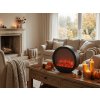 Stylový LED dekorace kulatý krb COZY WARM 35x34,5 cm, černý do obývacího pokoje