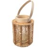 Lucerna s flitry NATUR GLAM 26 cm přírodní v elegantním přírodním stylu