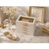 Luxusní šperkovnice ELEGANT CASE 25,1x21,5x15,3 cm z eko kůže, béžová na šperky