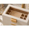 Šperkovnice ELEGANT CASE 25,1x21,5x15,3 cm z eko kůže, béžová se zlatými úchyty