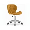 Moderní hořčicové kancelářské křeslo AVOLA VELVET s chromovaným podstavcem