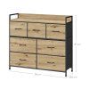 Designová komoda s textilními zásuvkami ALESIA 98x85 cm, dub artisan s dekorem dřeva a černými úchyty