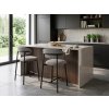 Designová barová židle ELONE, černá/šedá s černými kovovými nohami