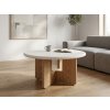 Moderní kulatý konferenční stolek AZONE, ecru/dub s elegantním designem