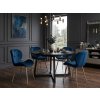 Jídelní židle MANGO VELVET, modrá s elegantním geometrickým prošíváním