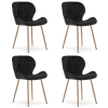Designová jídelní židle MANGO VELVET, černá s nohami v dekoru dřeva