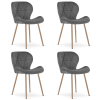 Designová jídelní židle MANGO VELVET, tmavě šedá s nohami v dekoru dřeva